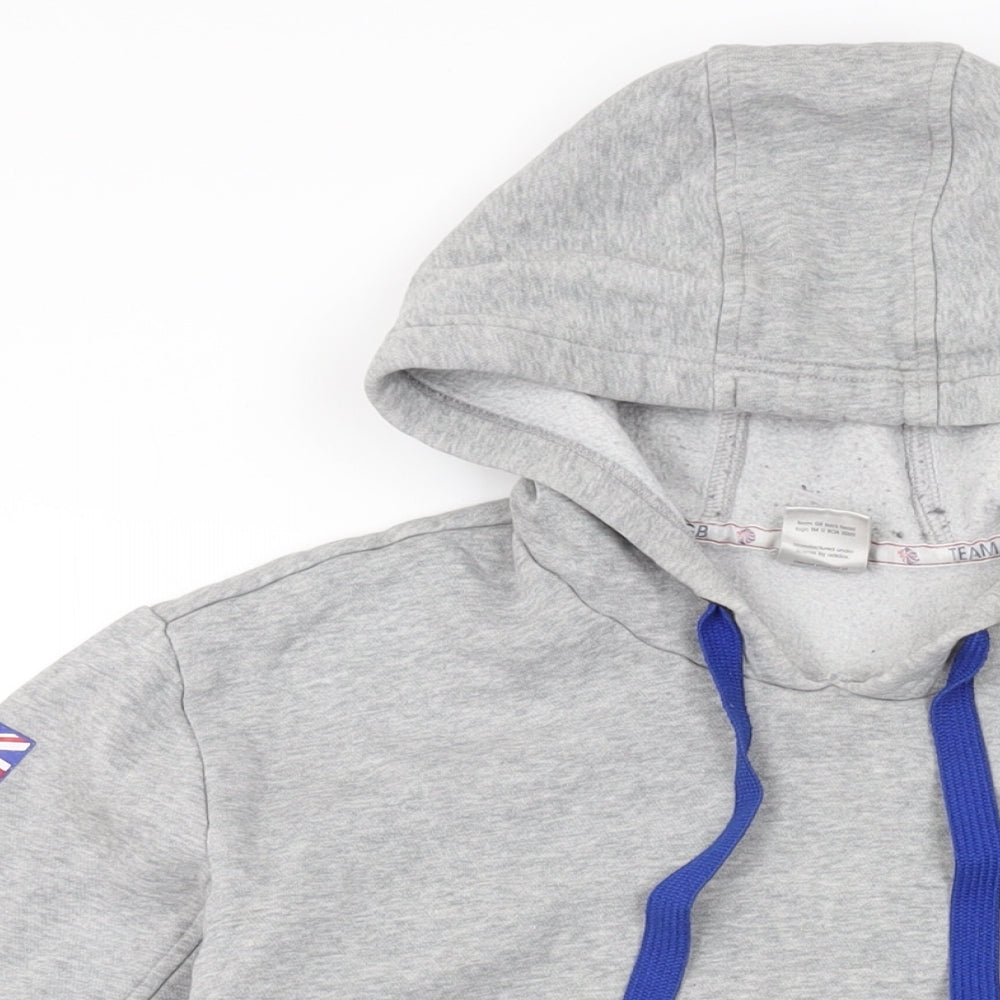 TEAM GB Mens Grey Geometric Cotton Pullover Hoodie Size M