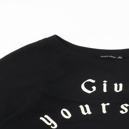 Bershka Womens Black Cotton Pullover Sweatshirt Size M Pullover - Give Yourself A Break