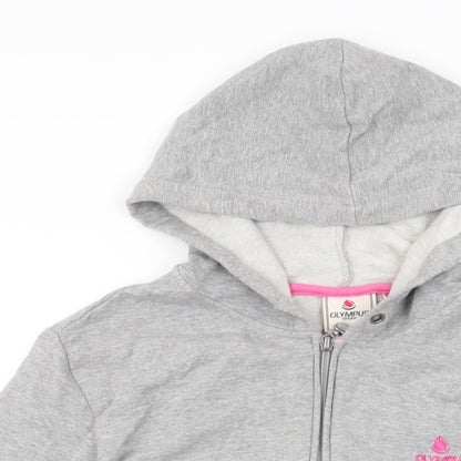 Olympus Womens Grey Cotton Full Zip Hoodie Size 12 Zip