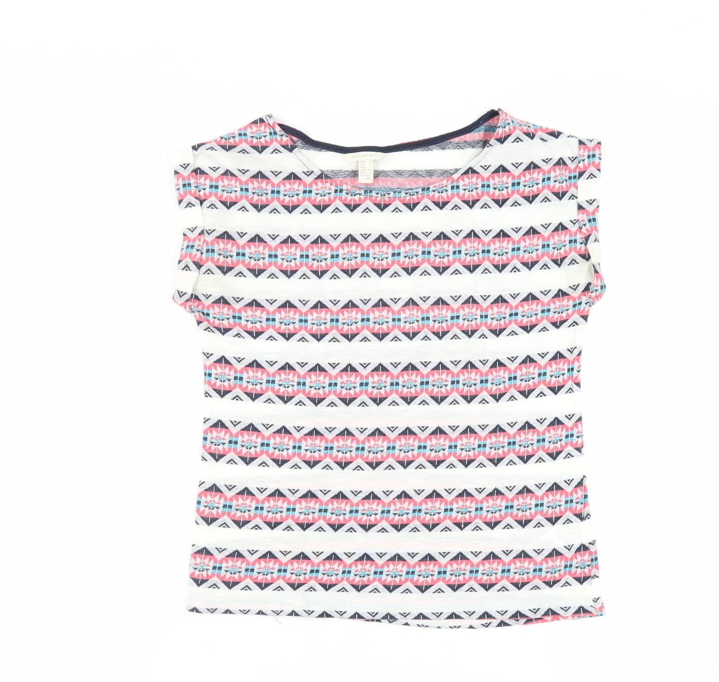 Womens UK Size S Springfield Ivory Basic T-Shirt