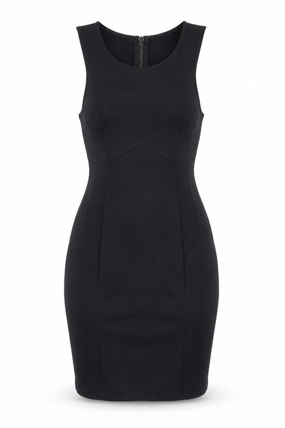 H&M Womens Black Cotton Mini Size 6 Round Neck Zip - Cut Out Back