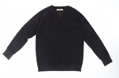 Smiley Mens Black Cotton Pullover Sweatshirt Size L