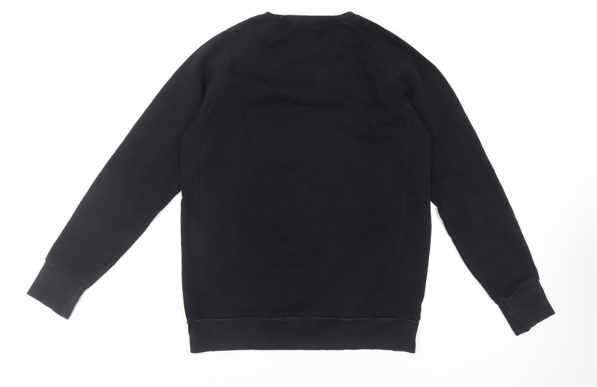 Smiley Mens Black Cotton Pullover Sweatshirt Size L