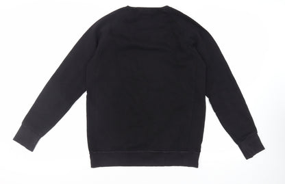 Smiley Mens Black Cotton Pullover Sweatshirt Size L