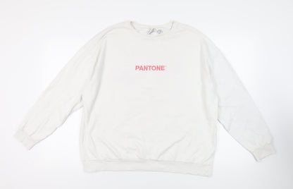 Pantone Womens White Cotton Pullover Sweatshirt Size 18 Pullover - Logo