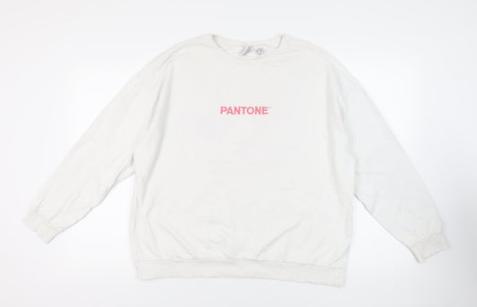Pantone Womens White Cotton Pullover Sweatshirt Size 18 Pullover - Logo