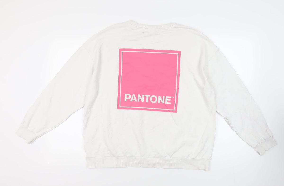 Pantone Womens White Cotton Pullover Sweatshirt Size 18 Pullover - Logo