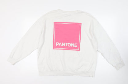 Pantone Womens White Cotton Pullover Sweatshirt Size 18 Pullover - Logo