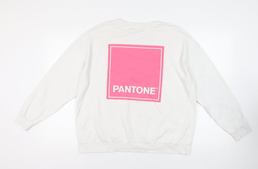Pantone Womens White Cotton Pullover Sweatshirt Size 18 Pullover - Logo