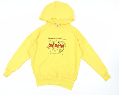 Womens UK Size XS Disney Yellow Pullover Hoodie