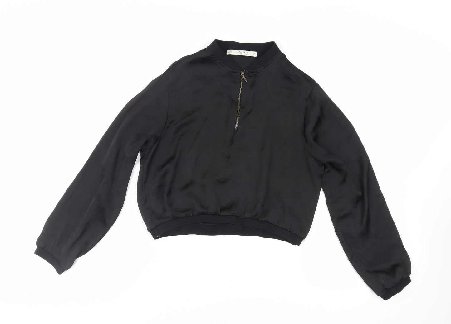 Womens UK Size S Zara Black Basic Blouse