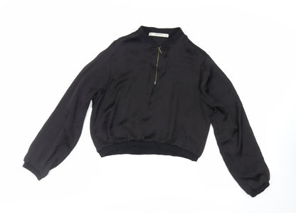 Womens UK Size S Zara Black Basic Blouse