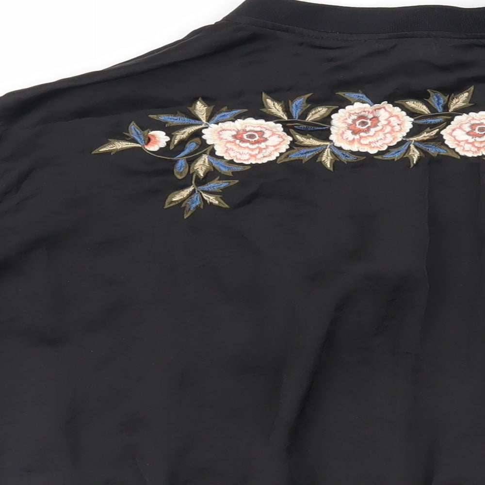 Womens UK Size S Zara Black Basic Blouse