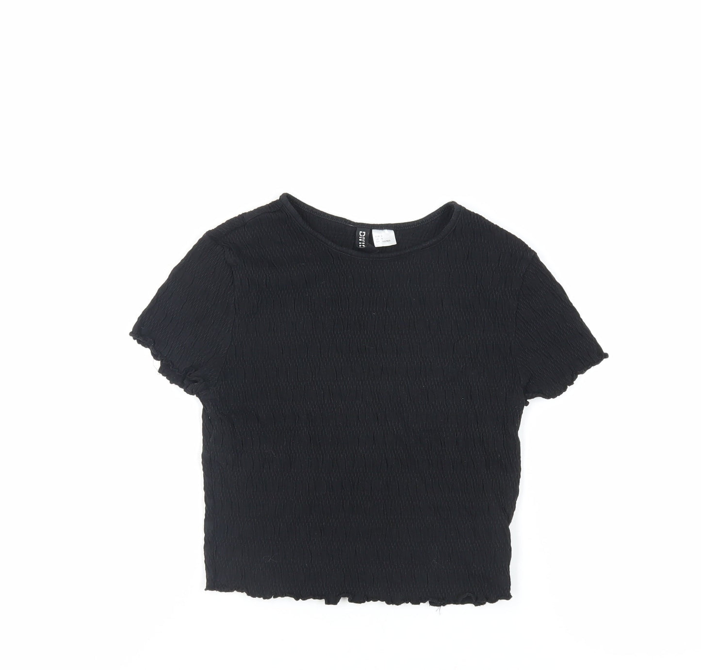 Womens UK Size S H&M Black Cropped T-Shirt
