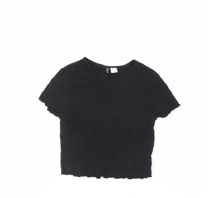 Womens UK Size S H&M Black Cropped T-Shirt