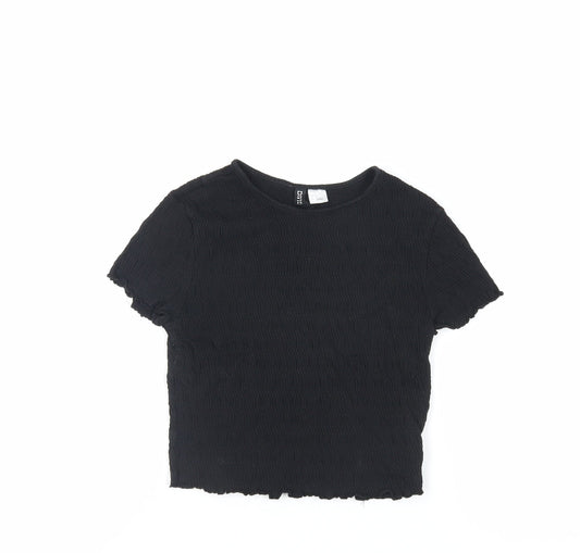Womens UK Size S H&M Black Cropped T-Shirt