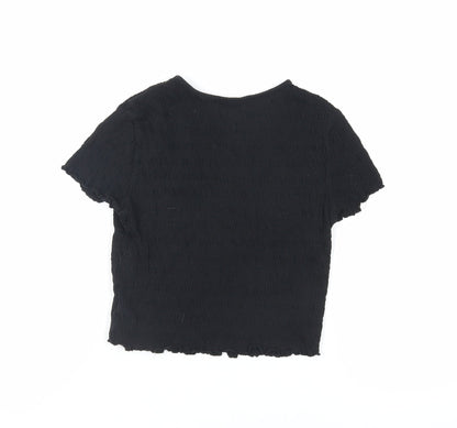 Womens UK Size S H&M Black Cropped T-Shirt