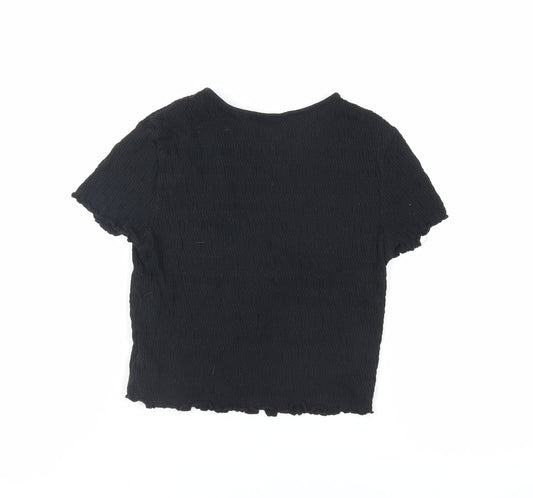Womens UK Size S H&M Black Cropped T-Shirt