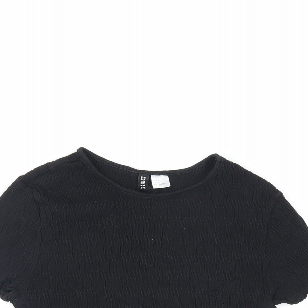 Womens UK Size S H&M Black Cropped T-Shirt