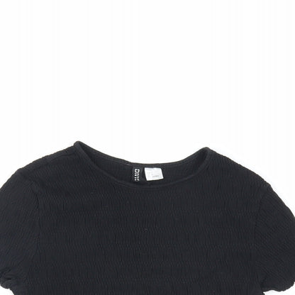 Womens UK Size S H&M Black Cropped T-Shirt