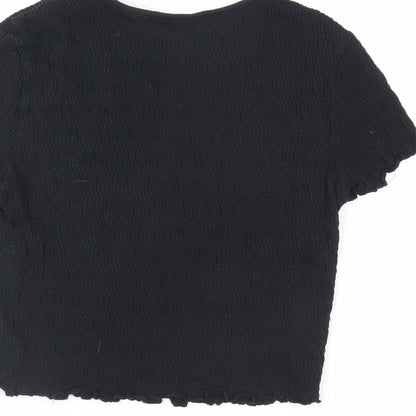 Womens UK Size S H&M Black Cropped T-Shirt