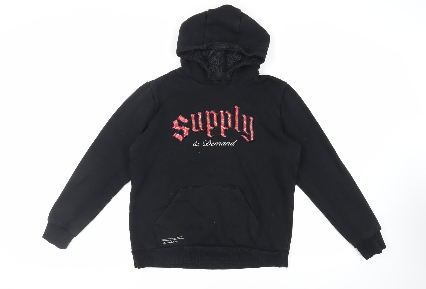 Supply & Demand Co. Boys Black Cotton Pullover Hoodie Size 13-14 Years Pullover - Logo