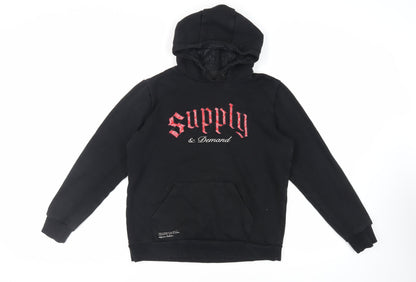 Supply & Demand Co. Boys Black Cotton Pullover Hoodie Size 13-14 Years Pullover - Logo