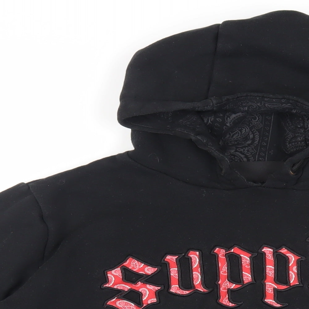 Supply & Demand Co. Boys Black Cotton Pullover Hoodie Size 13-14 Years Pullover - Logo