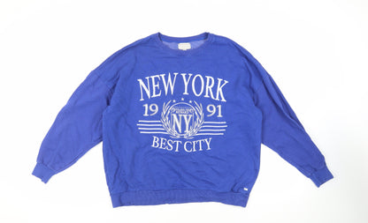 Womens UK Size M Pull&Bear Blue Pullover Sweatshirt
