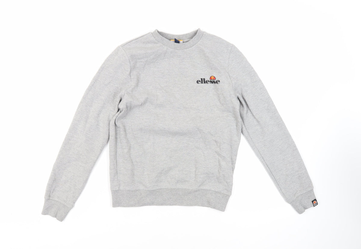 Additional front view of Ellesse girls’ grey cotton pullover sweatshirt, size M, pullover