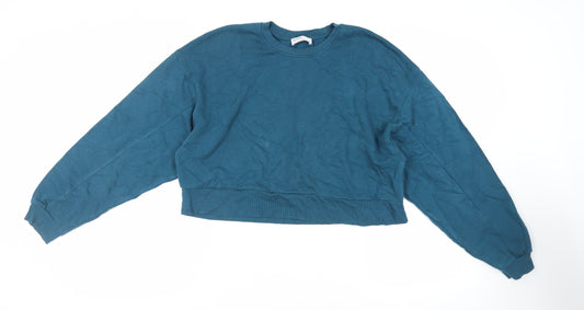 Bershka Womens Green Cotton Pullover Sweatshirt Size L Pullover