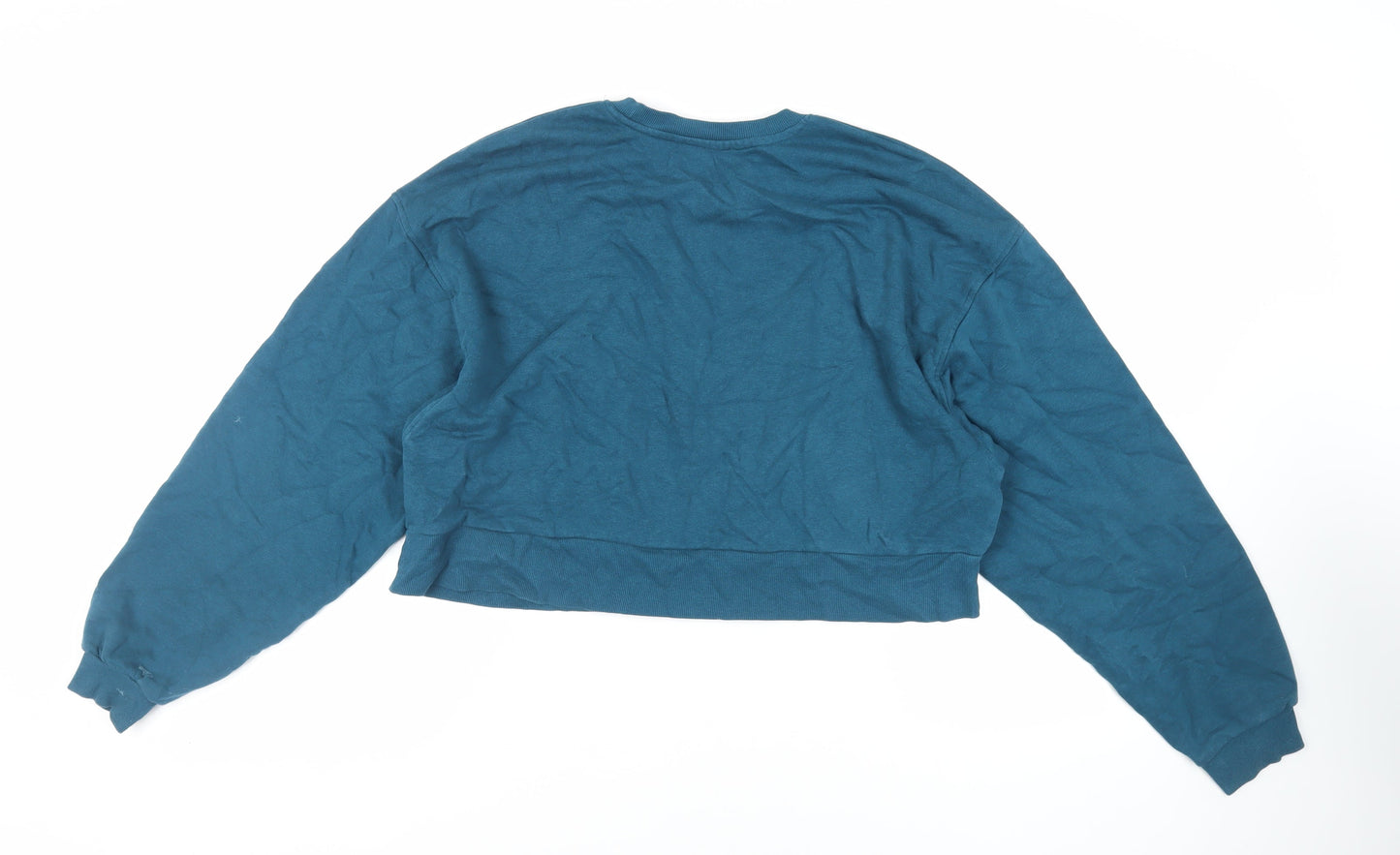 Bershka Womens Green Cotton Pullover Sweatshirt Size L Pullover