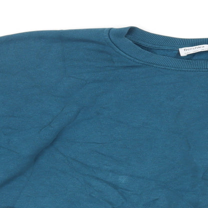 Bershka Womens Green Cotton Pullover Sweatshirt Size L Pullover