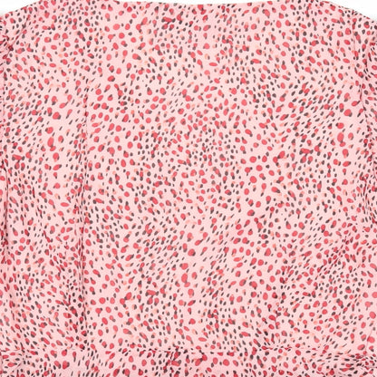 Quiz Womens Pink Animal Print Polyester Basic Blouse Size 12 V-Neck - Peplum