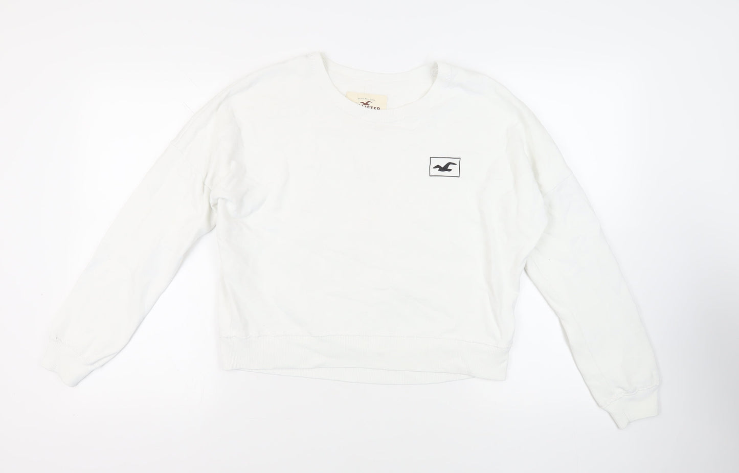 Hollister Womens White Cotton Pullover Sweatshirt Size M Pullover - Logo