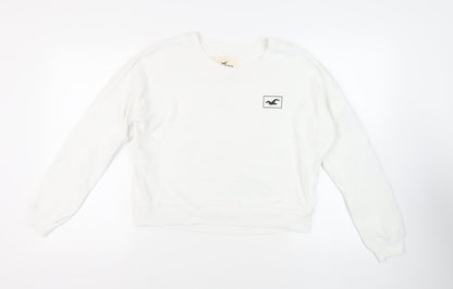 Hollister Womens White Cotton Pullover Sweatshirt Size M Pullover - Logo