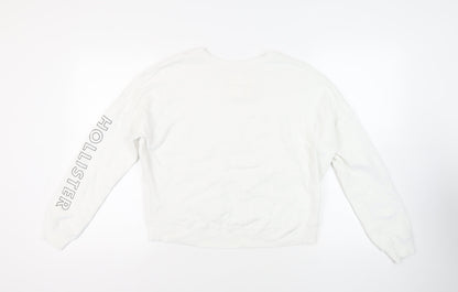 Hollister Womens White Cotton Pullover Sweatshirt Size M Pullover - Logo