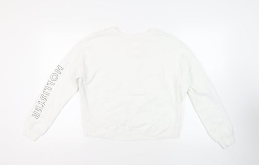 Hollister Womens White Cotton Pullover Sweatshirt Size M Pullover - Logo