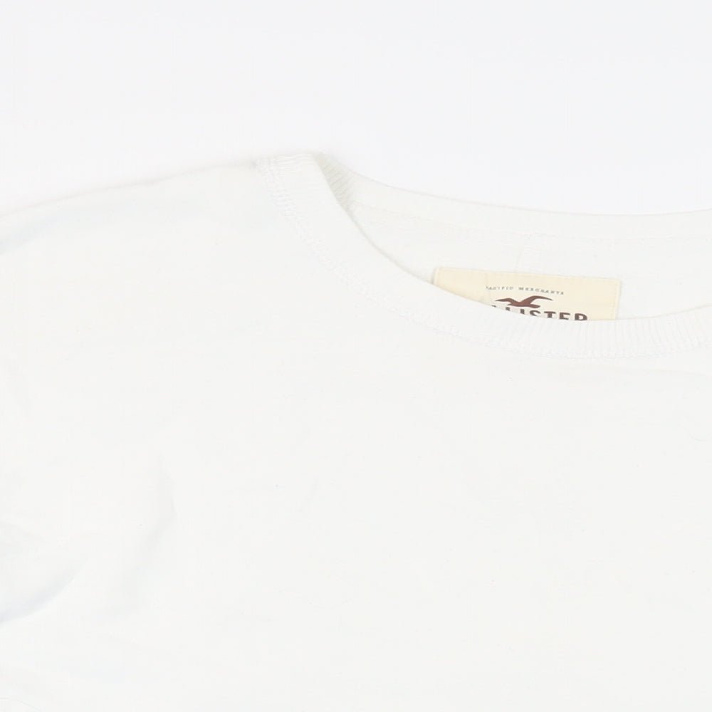 Hollister Womens White Cotton Pullover Sweatshirt Size M Pullover - Logo