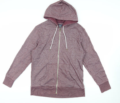 Twisted Soul Mens Purple Cotton Full Zip Hoodie Size L - Pockets