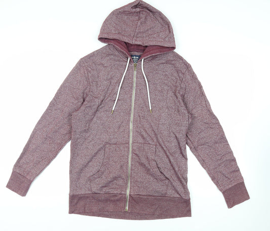 Twisted Soul Mens Purple Cotton Full Zip Hoodie Size L - Pockets