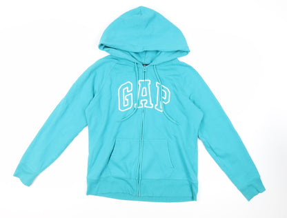 Gap Womens Green Cotton Full Zip Hoodie Size L Zip - Logo