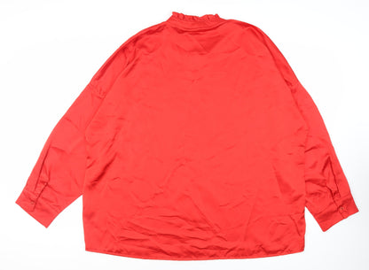 Boohoo Womens Red Polyester Basic Button-Up Size 22 Mock Neck