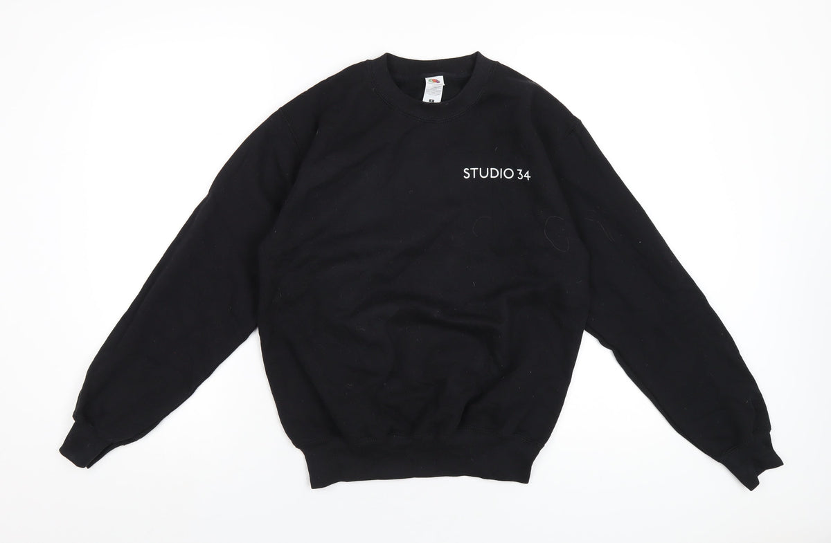 Studio Thirty Four Womens Black Cotton Pullover Sweatshirt Size S Pullover