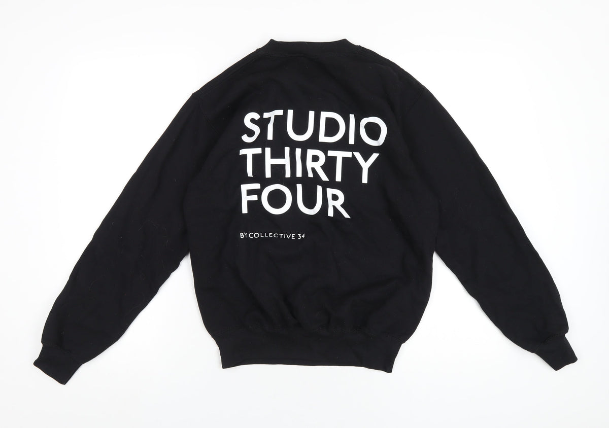 Studio Thirty Four Womens Black Cotton Pullover Sweatshirt Size S Pullover