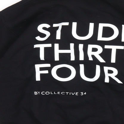 Studio Thirty Four Womens Black Cotton Pullover Sweatshirt Size S Pullover