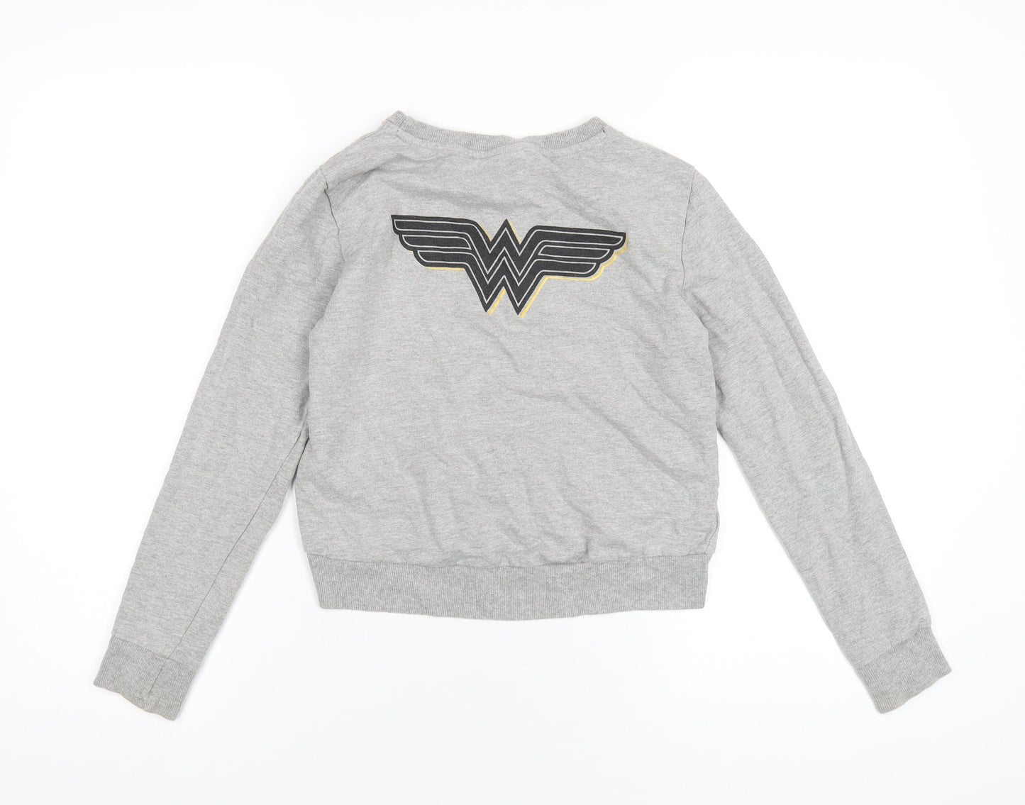 Wonder Woman Girls Grey Cotton Pullover Sweatshirt Size 9-10 Years Pullover