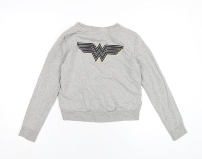 Wonder Woman Girls Grey Cotton Pullover Sweatshirt Size 9-10 Years Pullover