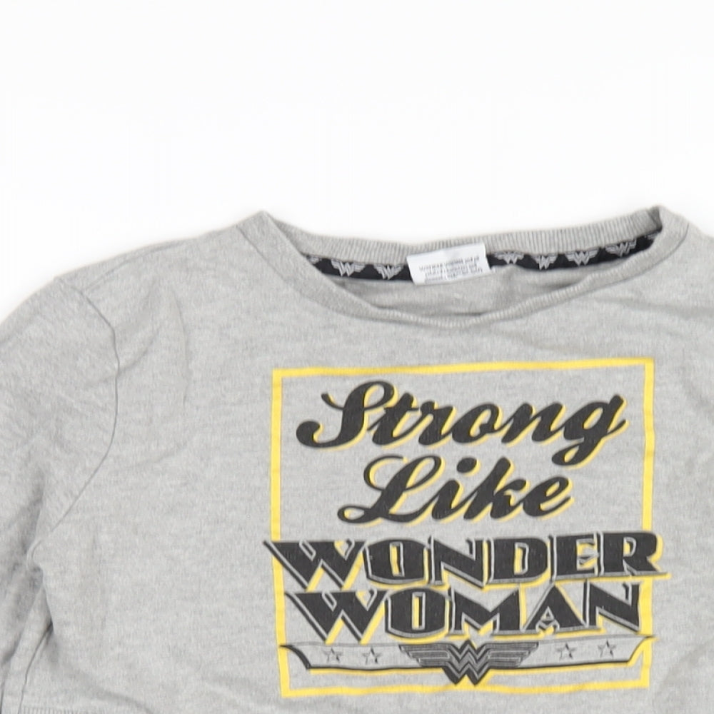 Wonder Woman Girls Grey Cotton Pullover Sweatshirt Size 9-10 Years Pullover