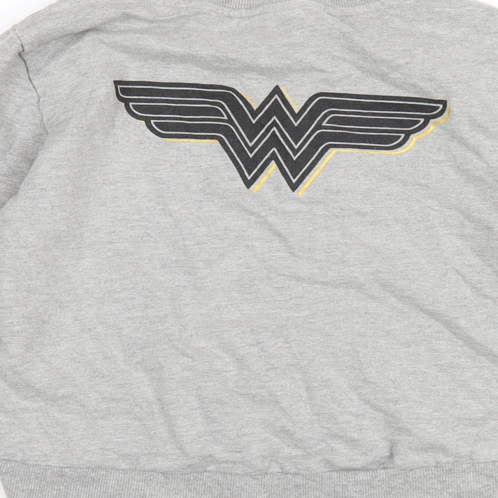 Wonder Woman Girls Grey Cotton Pullover Sweatshirt Size 9-10 Years Pullover